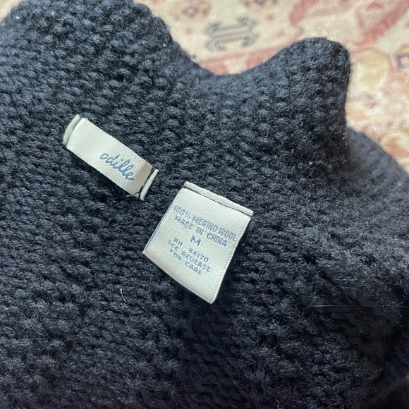 Anthropologie Odille 100% Merino Wool Black button front knit jacket med… - Picture 3 of 6